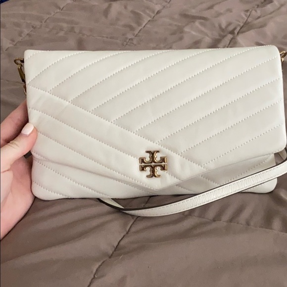 Tory Burch ivory Leather Kira Chevron Shoulder Bag